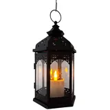 LED-Solar-Garten-Tisch-Boden-Laterne-Windlicht RAMONA Metall schwarz H: 33cm, D: 18cm, IP44, Dekorations-Party-Stimmungs-Weihnachts-Leuchte-Lampe