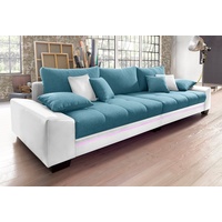 Mr. Couch Big-Sofa Nikita, wahlweise mit Kaltschaum (140kg Belastung/Sitz) und Bluetooth-Sound blau|weiß