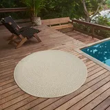 The CarPET Teppich THE CARPET "Kansas", beige (creme), H:1mm Ø:80cm, Polypropylen, Teppiche, Teppich, moderner robuster In und Outdoor Teppich Jute Look
