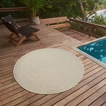 The CarPET Teppich THE CARPET "Kansas", beige (creme), H:1mm Ø:80cm, Polypropylen, Teppiche, Teppich, moderner robuster In und Outdoor Teppich Jute Look