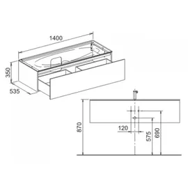 Keuco Edition 11 Waschtischunterschrank, 1 Frontauszug, mit LED-Innenbeleuchtung, 1400x350x535mm, 31361370100,