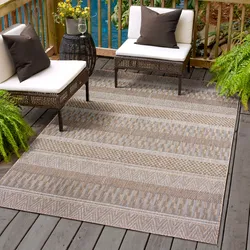 Teppich SANAT "Melissa 8003", braun, B:240cm H:10mm L:330cm, Kunstfaser, Teppiche, Kurzflor, In -und Outdoor geeignet, Wohnzimmer