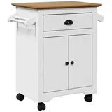 vidaXL Küchenwagen BODO Weiß und Braun 72x45x80 cm