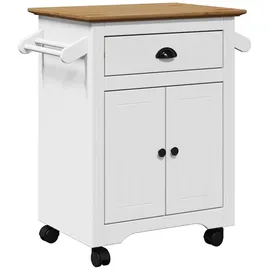 vidaXL Küchenwagen BODO Weiß und Braun 72x45x80 cm