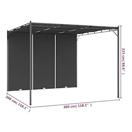 vidaXL Gartenpavillon mit Seitenvorhang 3 x 3 m anthrazit