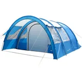 Skandika Kemi 4 Personen | Camping Zelt, 2 Schlafkabinen, 2 m Stehhöhe, wasserfest, 3000 mm Wassersäule, Frontwand versetzbar, Vorzelt | Campingzelt, Familienzelt (blau/grau)