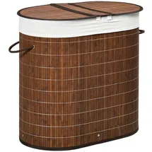 Homcom Wäschekorb 100L mit Deckel 2 Wäschesäcken Braun