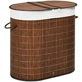 Homcom Wäschekorb 100L mit Deckel 2 Wäschesäcken Braun