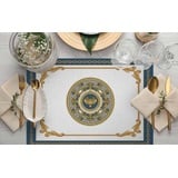 Casa Padrino Dekoobjekt Luxus Barock Tischuntersetzer 6er Set Weiß / Blau / Gold 35 x 50 cm - Platzdeckchen im Barockstil - Barock Esstisch Deko - Luxus Qualität