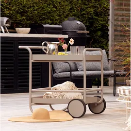 Brafab Garten-Servierwagen Trolly, Khaki - aus Aluminium, mit Rollen