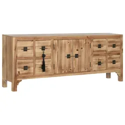 TV-Möbel Home ESPRIT Schwarz natürlich Tanne Holz MDF 130 x 24 x 51 cm