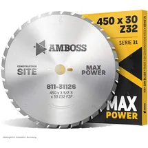 Amboss Werkzeuge Bau-Kreissägeblatt 450 x 4,0/3,0 x 30 32 Zähne