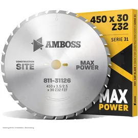 Amboss Werkzeuge Bau-Kreissägeblatt 450 x 4,0/3,0 x 30 32 Zähne
