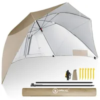HOMECALL Strandmuschel mit umbrella system, UV-resistentes 50+ Umfunktionieren, für 2-3 Personen, Khaki