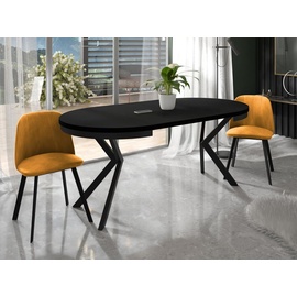 WFL GROUP Runder Ausziehbarer Esstisch - Loft Style Tisch mit Metallbeinen - 120 bis 200 cm - Industrieller Quadratischer Tisch für Wohnzimmer - Kompakt - 120 cm - Schwarz