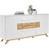 XORA Sideboard Weiß, Eiche, Holz, Eiche, massiv, 4 Fächer, 4 Schubladen, 178x89x40 cm, Fsc, Beimöbel erhältlich, stehend, Holzmöbel, Kleinmöbel Holz, Sideboards Holz