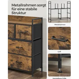 Songmics Kommode 98 x 85 x 28,5 cm Braun/Schwarz