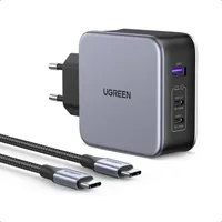 UGREEN Nexode 140W GaN USB-C Wall Charger 3-Ports schwarz/grau