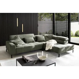 Home Affaire Ecksofa HOME AFFAIRE "Claya, L-Form, incl. Kopfteilverstellung, Breite 276 cm", grün (oliv), B:276cm H:71cm T:219cm, 95% Polyester, 5% Nylon, Sofas, Ecksofa, wahlweise elektrischer Sitzvorzug