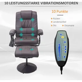 Homcom Massagesessel mit Hocker Kunstleder 64 x 95 x 77 cm Braun elektrisch drehbar
