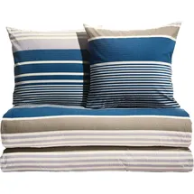 Erwin Müller Bettwäsche Bettwäsche Sparpaket 4-teilig, Seersucker, Winter-Seersucker Streifen blau|braun|grau