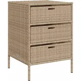 vidaXL Gartenschrank, Geräteschrank mit viel Stauraum, Beistellschrank Schrank mit Türen, Balkonschrank Terrassenschrank, Beige Poly Rattan