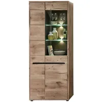 Möbelando Stauraumvitrine >Bellano< in Viking Oak Dekor - 80x202x38