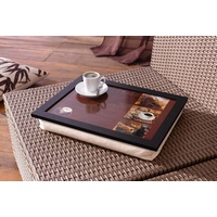 Dekoleidenschaft Laptop Tablett Knietablett "Kaffee" 43 cm, mit Kissen, Betttablett, Schoßtablett braun