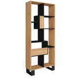 SKRAUT HOME Bücherregal 67 x 31 x 174 cm Eiche Schwarz