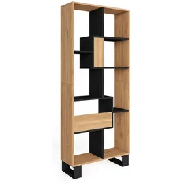 SKRAUT HOME Bücherregal 67 x 31 x 174 cm Eiche Schwarz