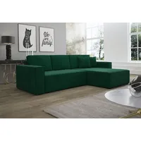 Fun Möbel Ecksofa Schlafsofa Sofa CONOR PREMIUM Stoff Kronos Dunkelgrün Ottomane Rechts