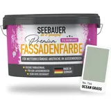 SEEBAUER diy Silikonharz-Fassadenfarbe Grün 10L für Außen (No. 766 Ocean Grass) Selbstreinigende Fassadenfarbe mit Lotuseffekt - Geeignet für Putz, Mauerwerk und Beton