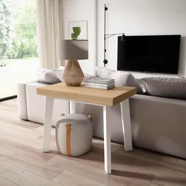 SKRAUT HOME Ausziehbarer Konsolentisch 160x90x73cm Eiche/Weiß