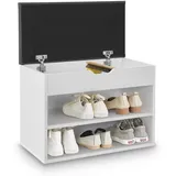 Juskys Schuhregal mit Klappdeckel und gepolstertem Sitz 60x30x44 cm - Weiß