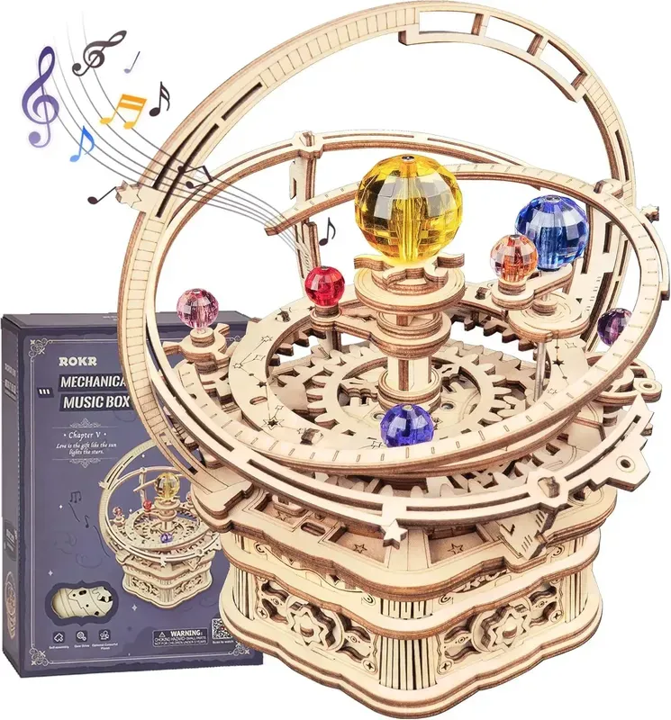 Robotime ROKR Sternennacht 3D Holzpuzzlebausatz 13,5 x 13,5 x 15,5 cm,Ausstattung mit hauswaren und regalen; Der bastelten geschenke an erwachsene und jugendliche,So ein schlaues spielzeug.
