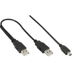 InLine USB Mini-Y-Kabel - 2x Stecker A an Mini-B Stecker (5pol.) - 1,5m