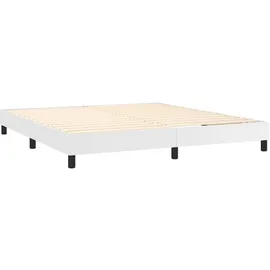 vidaXL Boxspringbett mit Matratze & LED Weiß 180x200 cm Kunstleder