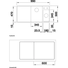 Blanco Axia III 6 S-F InFino Becken links mit Ablauffernbedienung weiß inkl. Holzschneidebrett (524666)