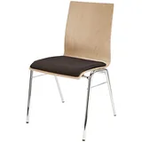 K&M 13410 Stapelstuhl Natur – Buche, Stahl, Chrom – Leichter Orchesterstuhl – Robuster Mehrzweck-Stuhl mit Sitzpolster