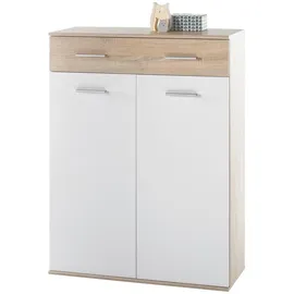 HBZ Manolo 90 x 118 x 35 cm mit 1 Schubkasten, 2 Türen, 6 Einlegeböden, weiß matt / weiß