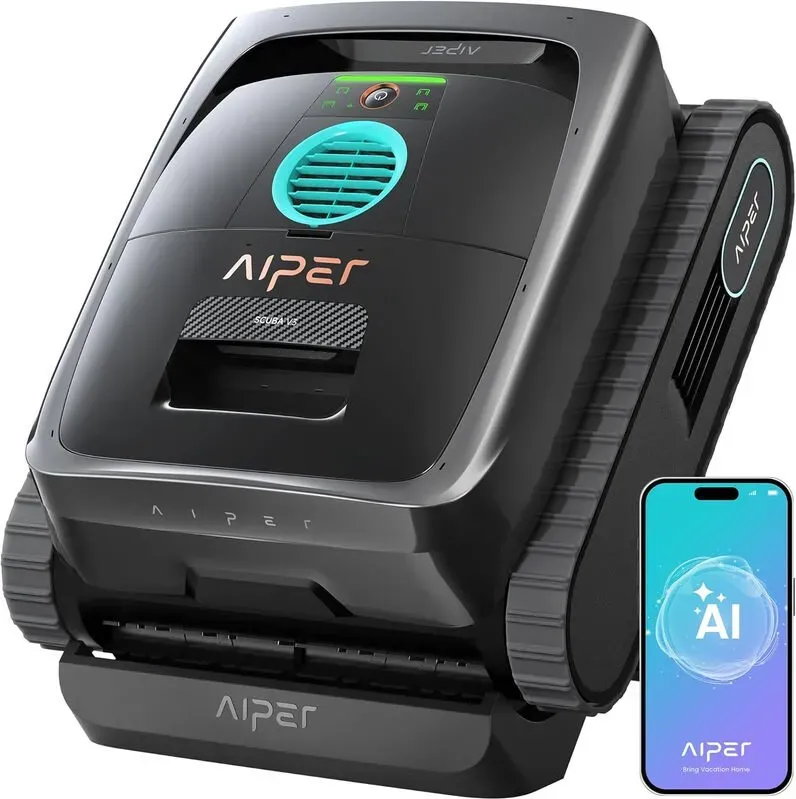[AI-gestützte Reinigung] Aiper Scuba V3 AI Poolroboter – Kabelloser Poolsauger mit KI-Vision & App-Steuerung, Reinigt Poolboden, Wände & Wasserlinie, 3 μm Ultrafeinfilter, 6-Motor-System, Für Pools bis zu 200 m2, Starke Saugkraft & Intelligente Navigation (Modell 2026)