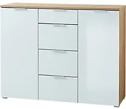 GERMANIA GW-TELDE Sideboard Melamin 1.340 x 400 x 1.050 mm Eiche Beige, Weiß