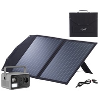 revolt Camping Solaranlage Set: Powerstation & Solargenerator mit faltbarem 50-W-Solarpanel, 222 Wh (Notstromaggregate mit Solarpanel, Solar Akkupacks)