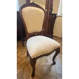 Casa Padrino Luxus Barock Esszimmerstuhl Cremefarben / Braun - Handgefertigter Massivholz Stuhl mit elegantem Muster - Barockstil Küchenstuhl - Barock Esszimmer Möbel - Edel & Prunkvoll
