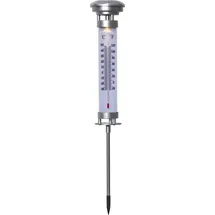 Star Trading 480-37 LED-Solar-Thermometer "Celcius"silber, 57,5x9 cm, 1 warmwhite LED, mit Solarpanel, incl. Akku, outdoor, Vierfarb-Karton
