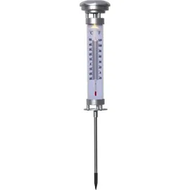 Star Trading 480-37 LED-Solar-Thermometer "Celcius"silber, 57,5x9 cm, 1 warmwhite LED, mit Solarpanel, incl. Akku, outdoor, Vierfarb-Karton