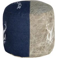 WOMO-DESIGN Sitzpouf Jacksonville 35x43cm Natur/Blau Handgefertigt aus Segeltuch