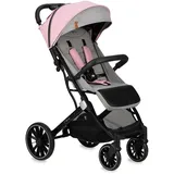 MOMI ESTELLE PLUS LIGHT – Ultraleichter Baby Kompaktbuggy mit XL-Rädern, Einhand-Faltung & Trolley-Funktion, bis 22 kg – Rosa - Schwarz/Rosa