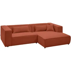 LeGer Home by Lena Gercke Ecksofa "PIARA mit Kedernaht, Cord, Leinenoptik o. Strukturstoff, Couch, L-Form", kupfer, B:267cm H:66cm T:167cm, 100% Polyester, LEGER HOME BY LENA GERCKE, Sofas, Ecksofa, wahlweise Ottomane rechts/links, schwarze Füße, bequemer Sitzkomfort