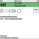 Industrial Quality Supplies DIN 601 Sechskant-Schaftschraube M12x55 Stahl 4.6 feuerverzinkt m. Mutter
